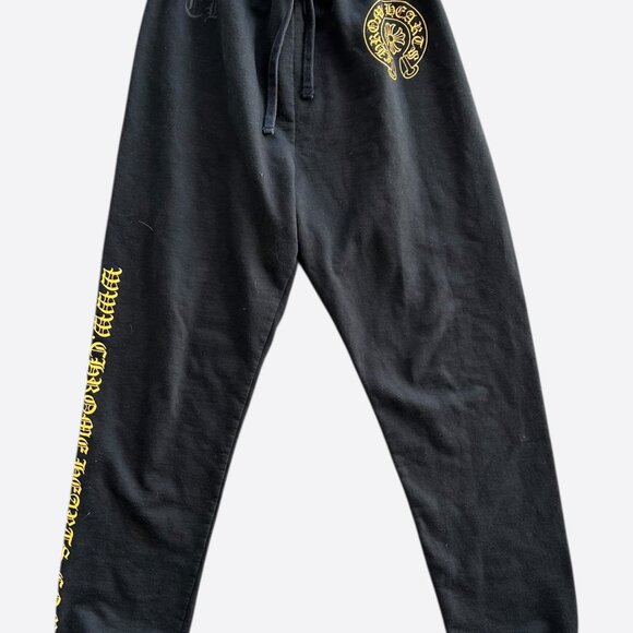 Chrome Hearts Black & Yellow Online Exclusive Horseshoe Logo Sweatpants - Picture 1 of 6